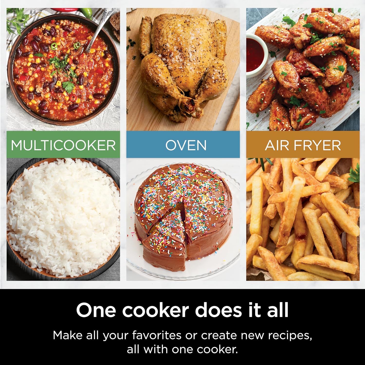 Detalle de Ninja Combi All-in-One Multicooker, Oven, & Air Fryer (SFP701): 14-in-1 Powerhouse for Complete Meals in 15 Minutes