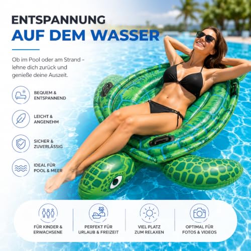 Thumbnail 6 de XXL Schildkröte aufblasbar Schwimmring grün Ø 150 cm – TK Gruppe Timo Klingler