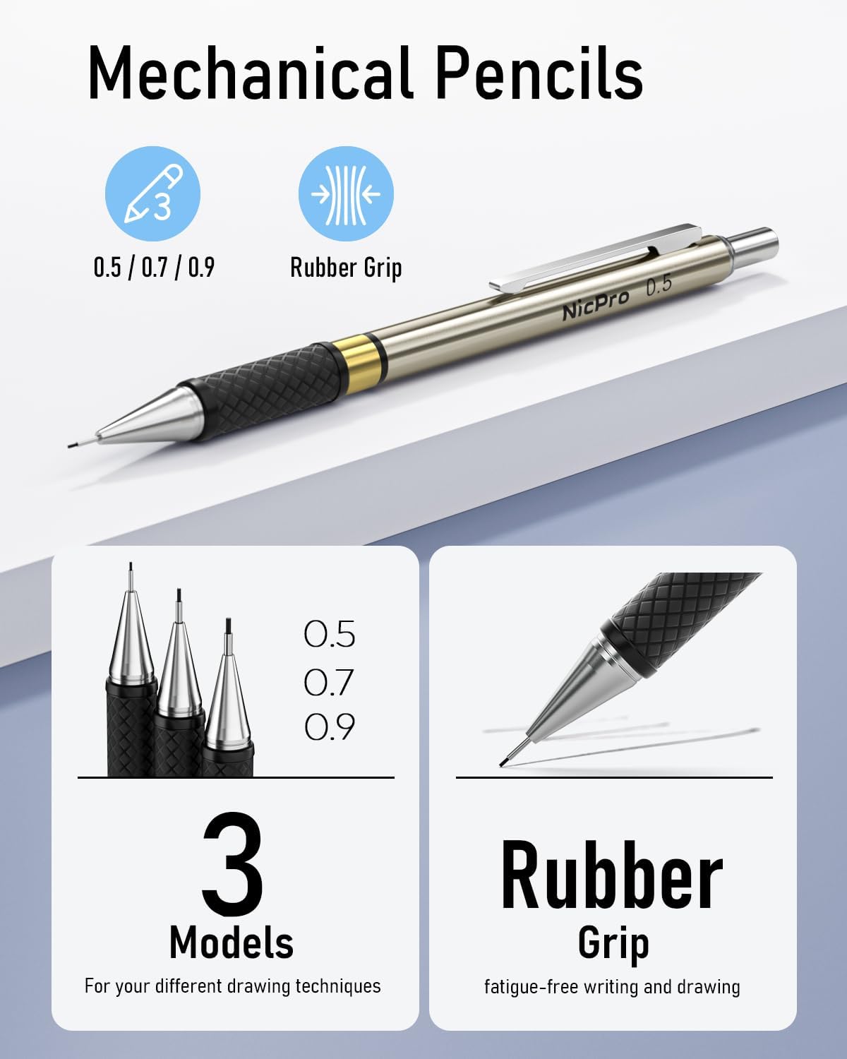 Thumbnail 2 de Nicpro Matite meccaniche 6 pezzi ✏️