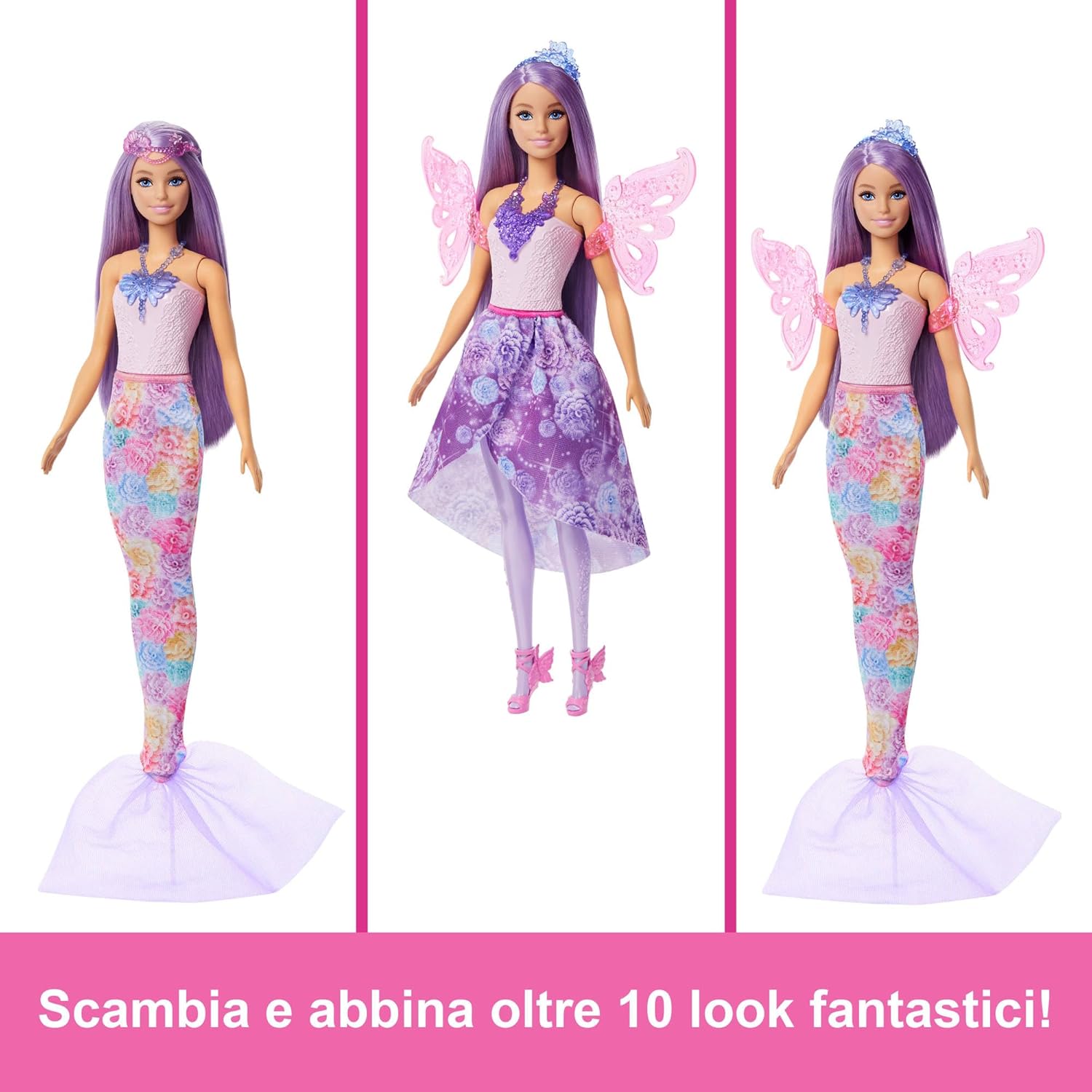 Thumbnail 2 de Barbie Fantasy Fashion: Bambola con abiti e 8 accessori per 10 look, coda da sirena e ali magiche