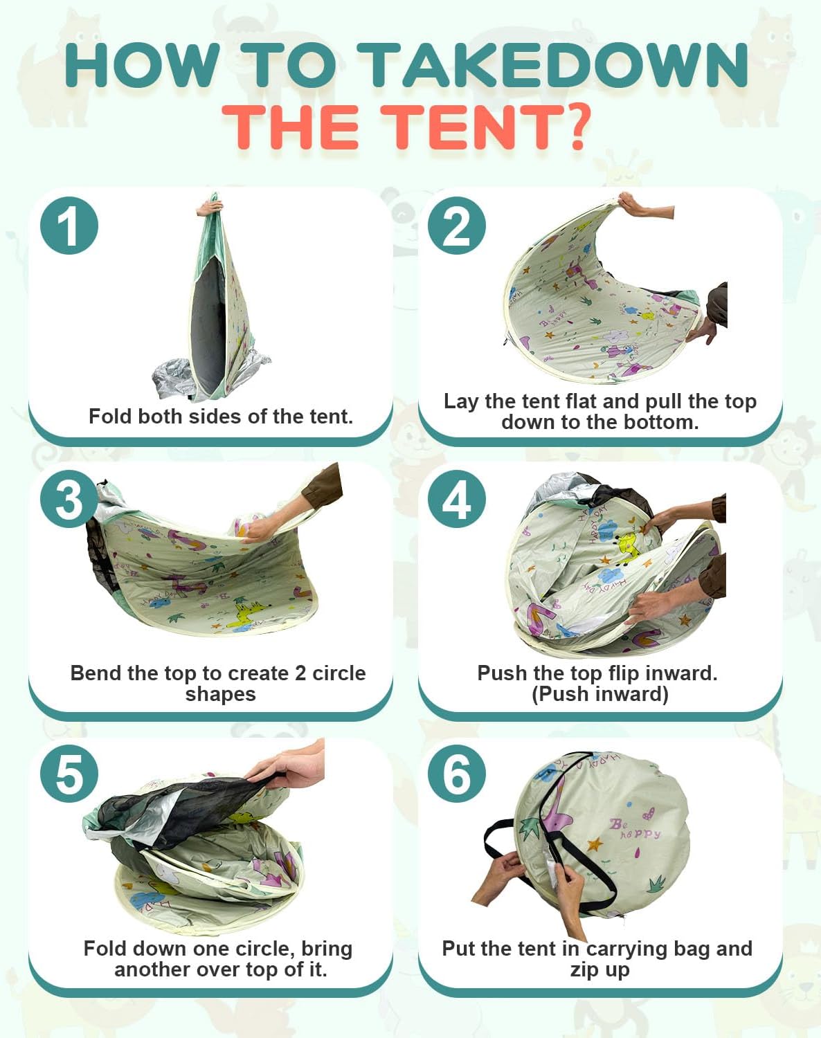 Detalle de Baby Tent UV Protection UPF 50+ with Pop Up Design and Cute Giraffe Pattern