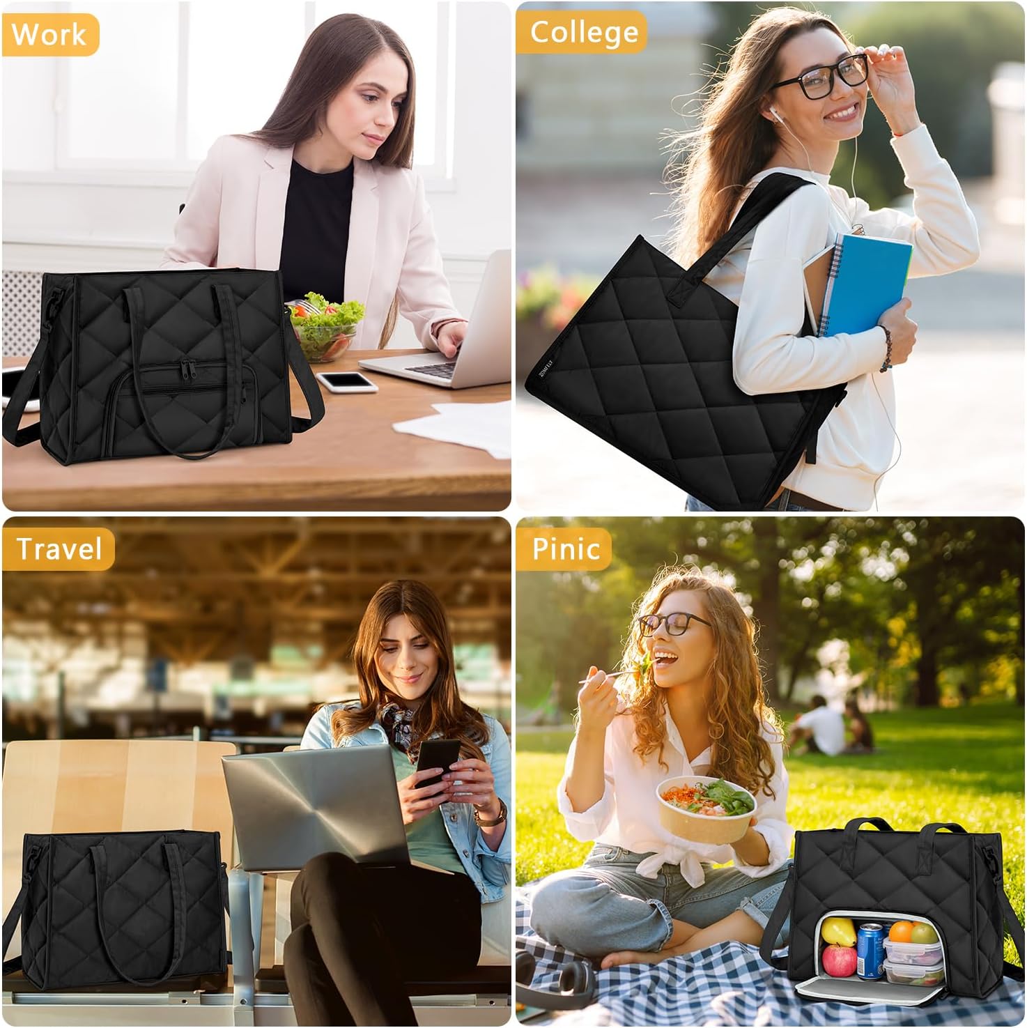 Thumbnail 6 de ZOMFELT Lunch Tote Bag 15.6 Inch Puffer Laptop Lunch Bag for Women