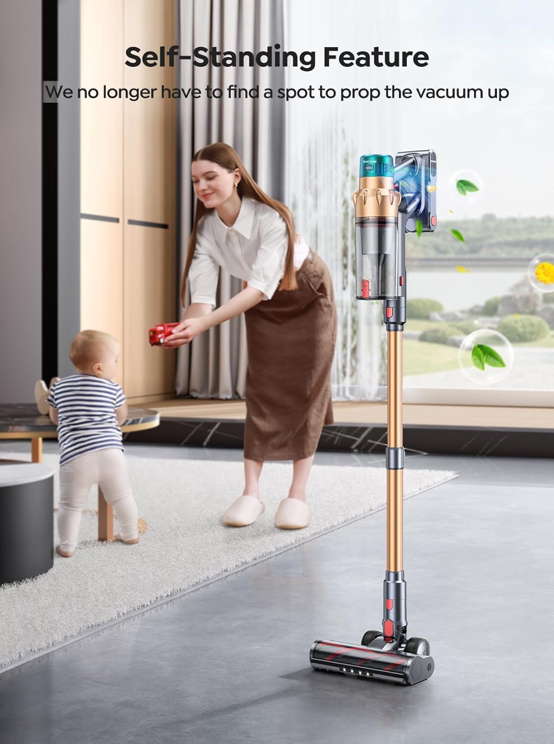 Thumbnail 5 de SMOTURE VAC01 Cordless Stick Vacuum Cleaner (55KPA, 650W, up to 70Mins) with Motorized Bed Brush, LED Touchscreen & Auto Mode