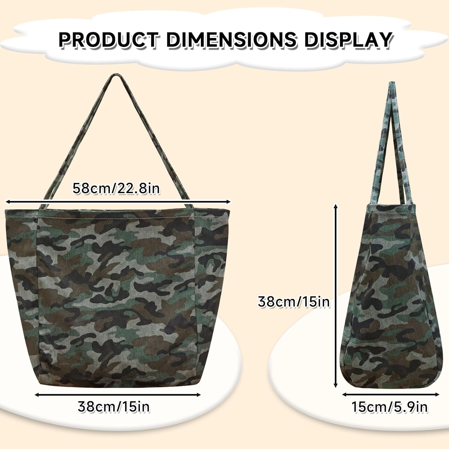 Detalle de Boziee große Shopper-Handtasche für Damen – Stoff-Umhängetasche mit Oxford-Gewebe