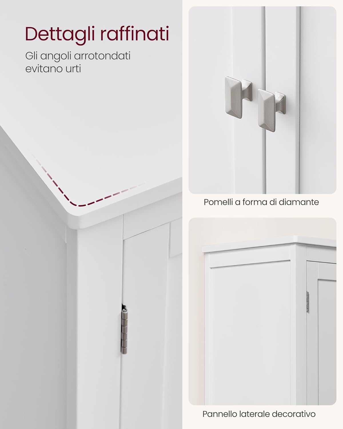 Thumbnail 6 de VASAGLE Mobile da Bagno BBC552P31: Mobiletto bianco con 2 vani e ripiani regolabili