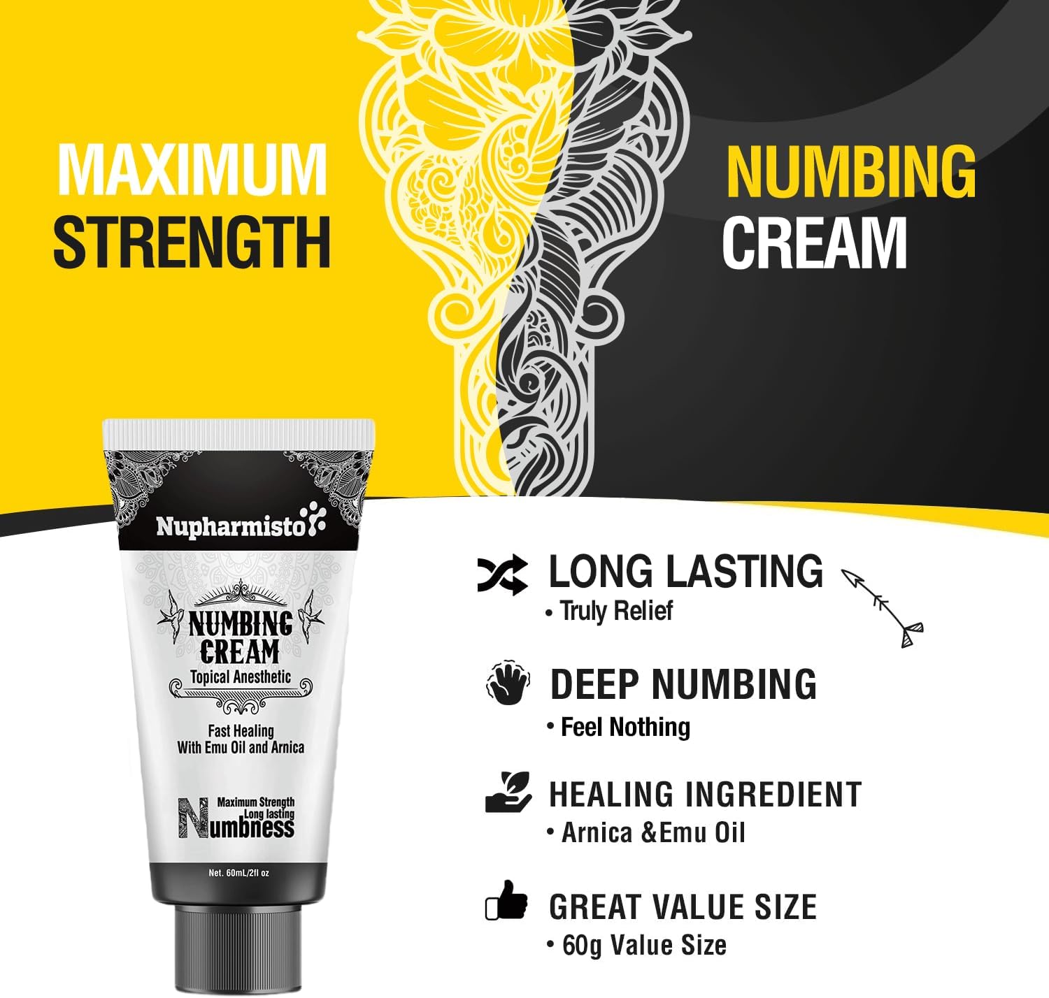 Detalle de Nupharmco Numbing Cream for Hemorrhoids, 5% Lidocaine, 60 mL