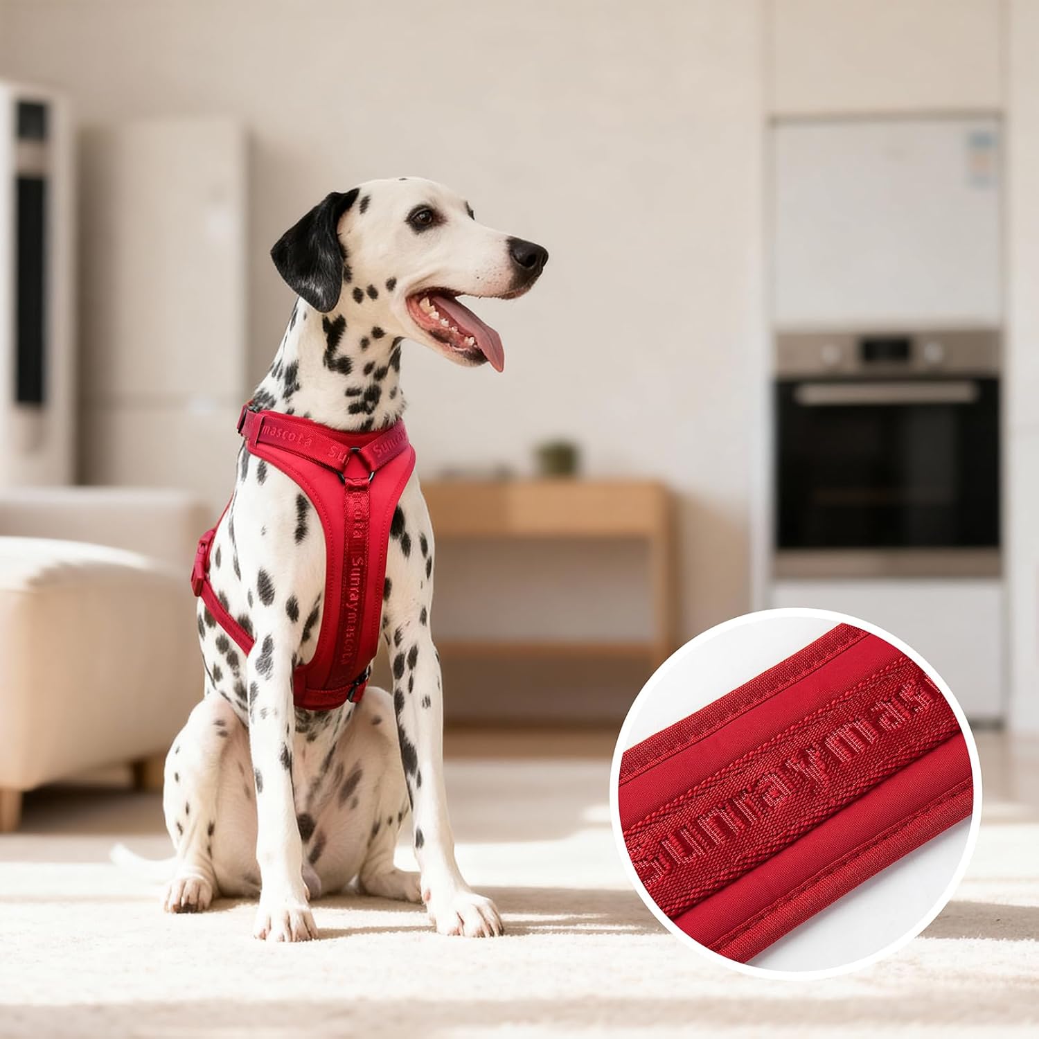 Detalle 2 de Sunraymascota Imbracatura per cani con imbottitura in Lycra, gilet traspirante in rete, taglia XS (Rosso di Borgogna)