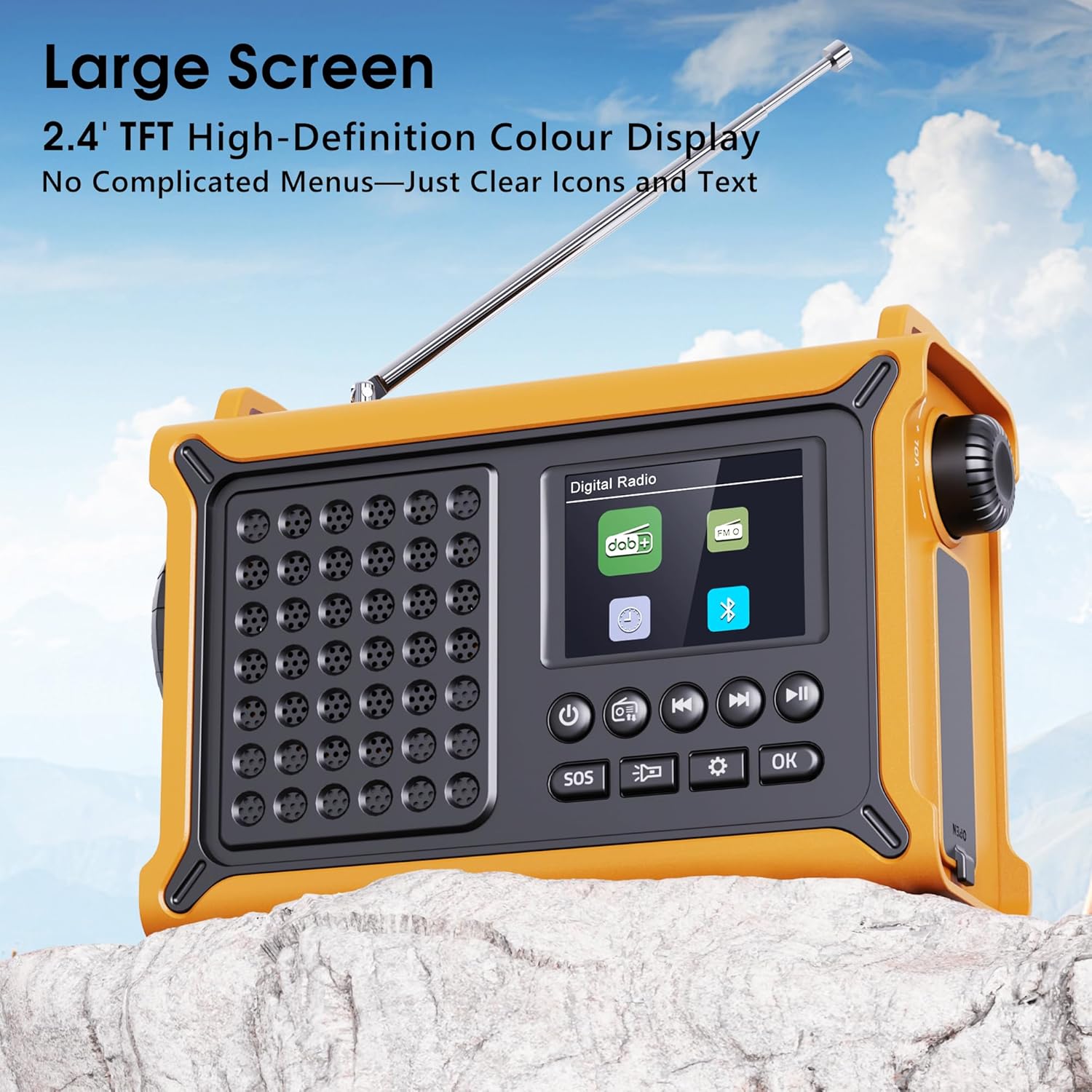 Detalle de Dab/Dab+ Radio d’urgence Portable avec énergie solaire et Bluetooth 5.0 — 12000 mAh