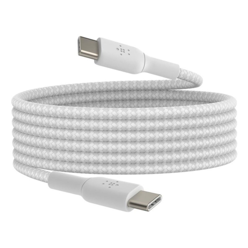 Detalle de Cable USB-C Belkin CAB004BT2MWH 60W 2 m blanco trenzado