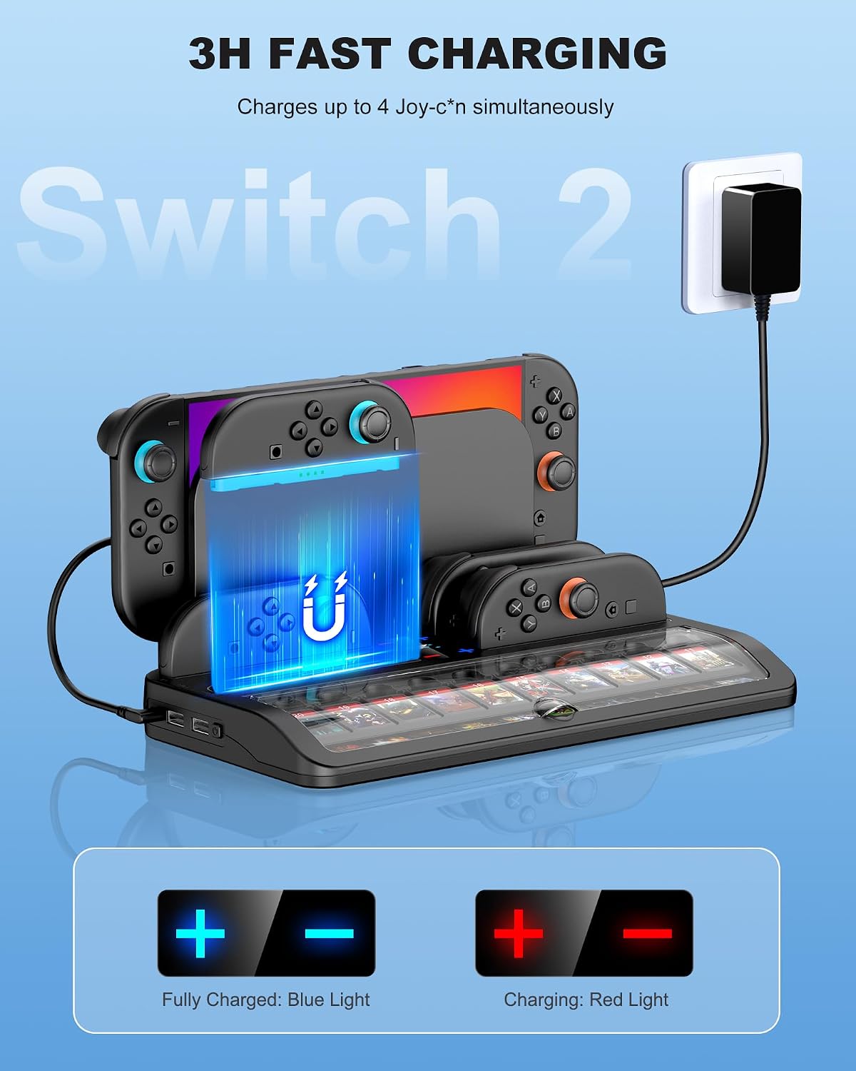 Thumbnail 3 de Switch 2 Games Organizer Station with 4‑slot charger