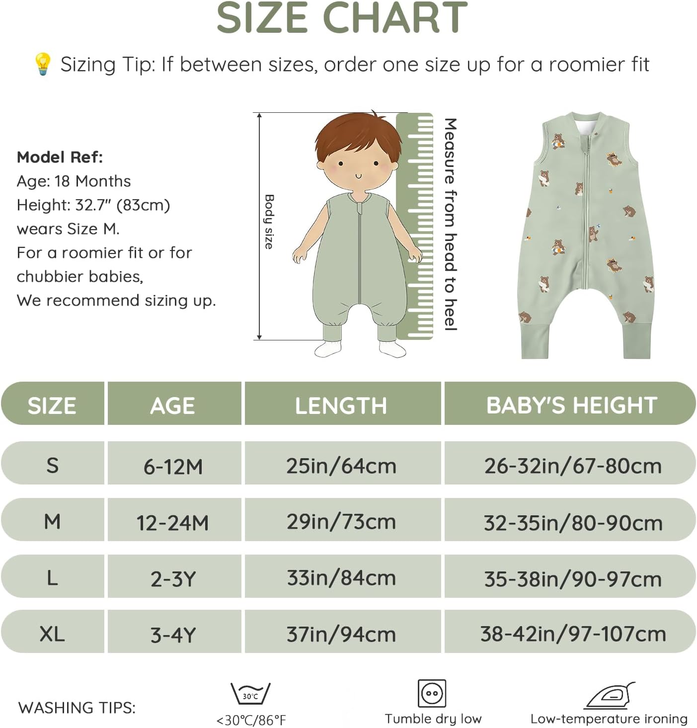 Thumbnail 4 de Mosebears 1.0 TOG Cotton Baby Sleeping Bag – Unisex Sleep Sack for 2–3 Years (85–100 cm)
