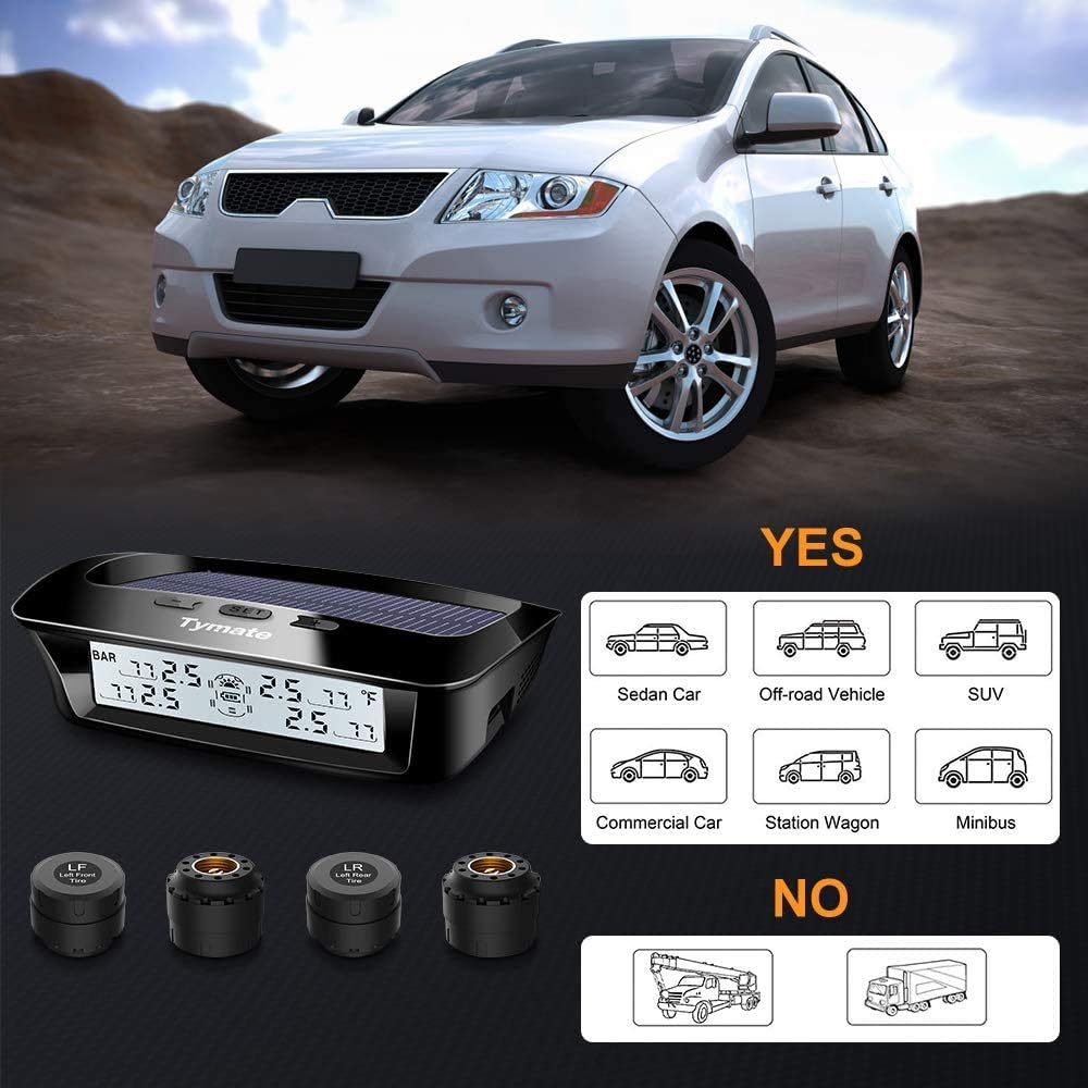 Detalle 2 de Tymate RV Tire Pressure Monitoring System (M12-3) with Solar Charge, 4 Sensors, LCD Display