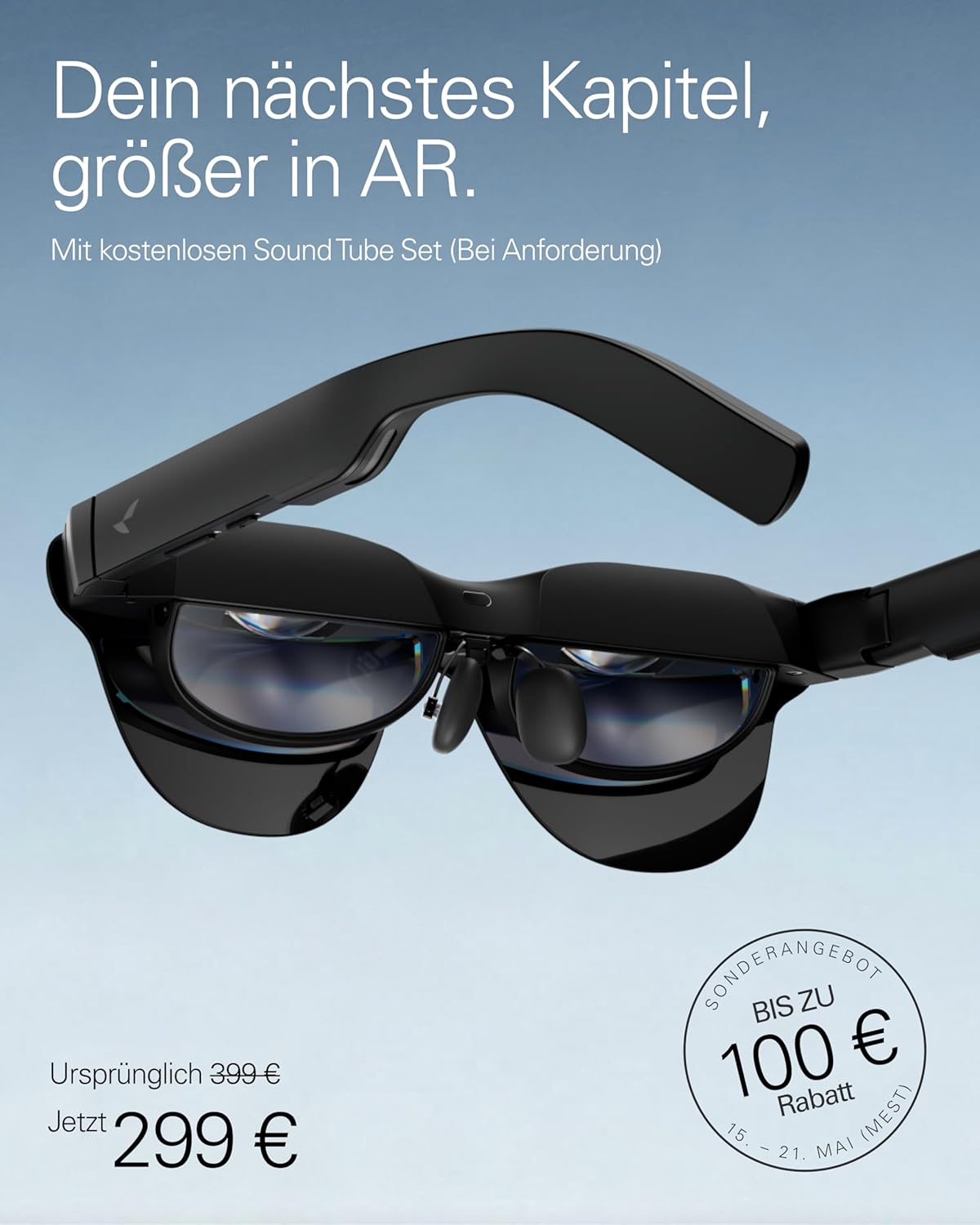 Detalle 2 de RayNeo Air 4 Pro AR/XR-Brille mit HDR10-Display und Vision 4000 Chip – 201-Zoll-virtuelles Kino für 3D-Filme & Gaming