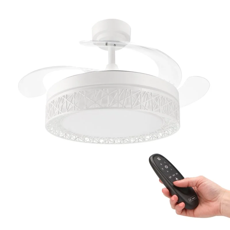 Detalle de Ledme Ventilador de Techo LED Blanco 36W DC Ultra Silencioso con Mando y Palas Retráctiles