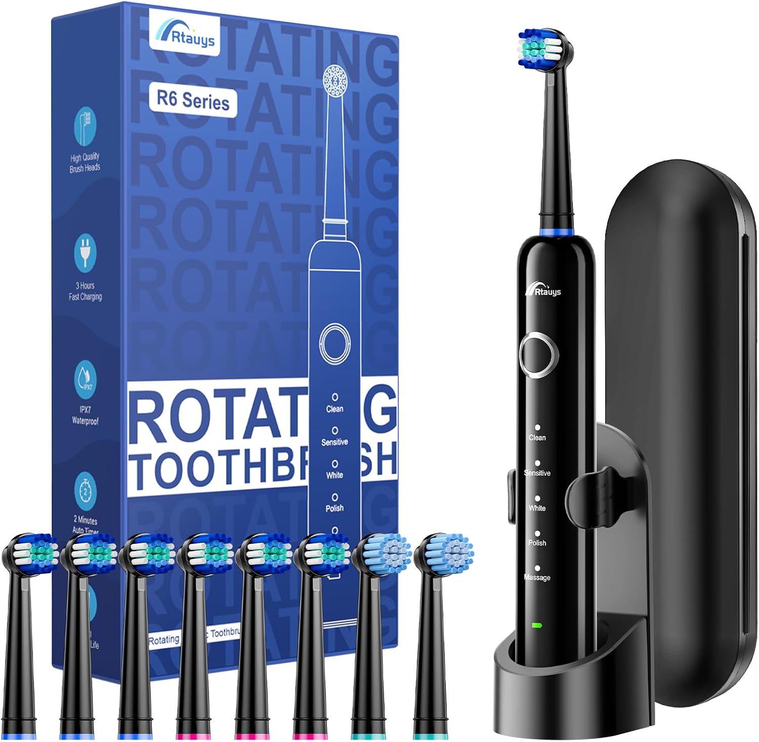 Detalle de Rtauys Rotating Electric Toothbrush 8 Heads 🪥