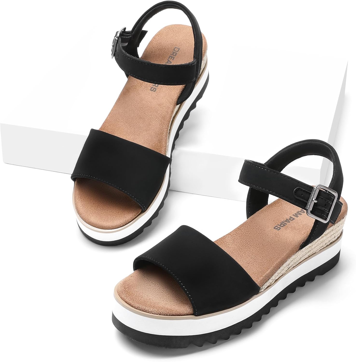 Thumbnail 6 de DREAM PAIRS Damen Espadrilles Sandalen mit offener Zehenpartie – elegantes Plateau, Hineinschlüpfen