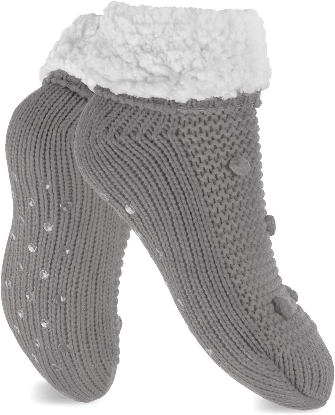 Detalle de Footstar Women's Soft Winter Socks with ABS Grip and Pom-Pom Detail