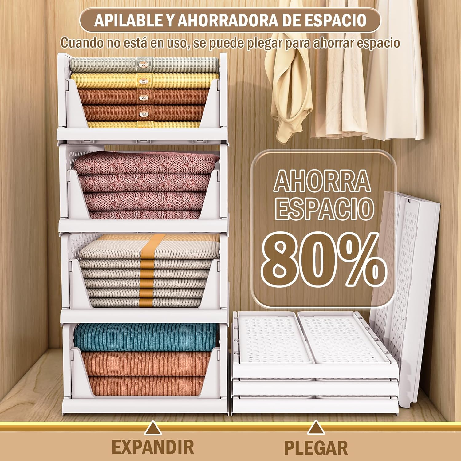 Detalle 2 de TidyIsles Organizador Armario Plegable 4 unidades