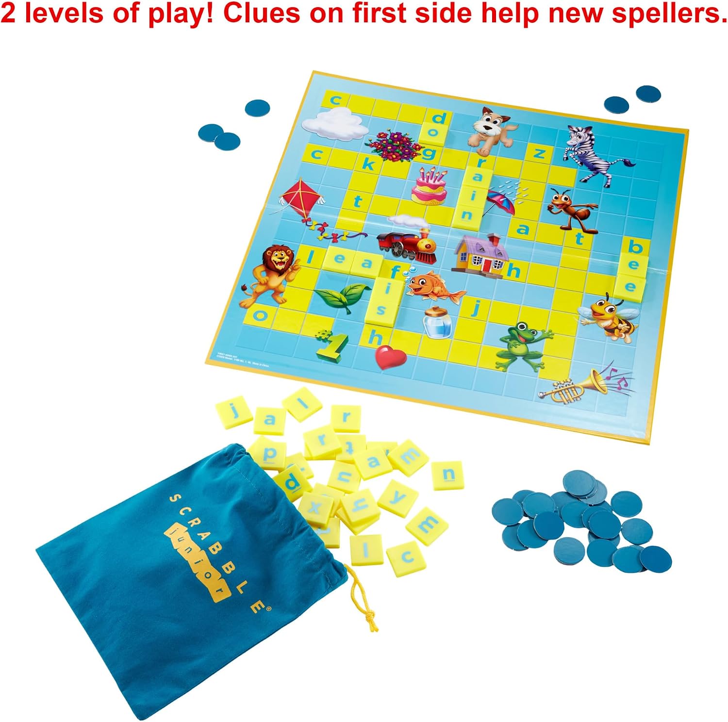 Detalle de Mattel Games Scrabble Junior Board Game (English Edition) – a kid-friendly word game for 2–4 players