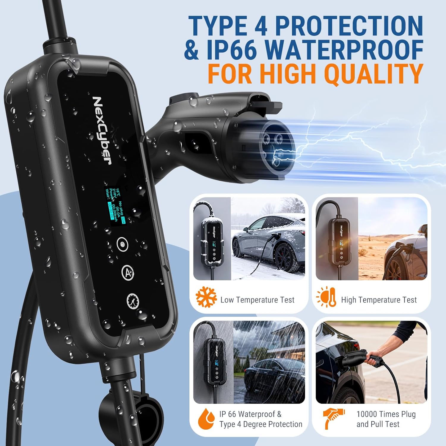 Thumbnail 6 de NexCyber Level 2 EV Charger 32A with WiFi & Plug-Play — 240V, NEMA 14-50P, 25ft Cable (J1772)
