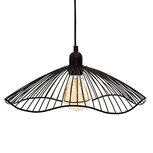 Detalle de Atmosphera Suspension Galt Métal Noir – Ø34 cm, câble réglable 80 cm, E27 40W (ampoule non incluse)