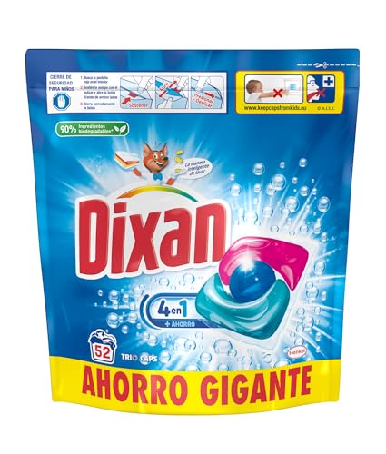 Detalle de Dixan Total 4+1 Detergente en Cápsulas para Lavadora (52 lavados) — limpieza, luminosidad y frescor en un solo producto