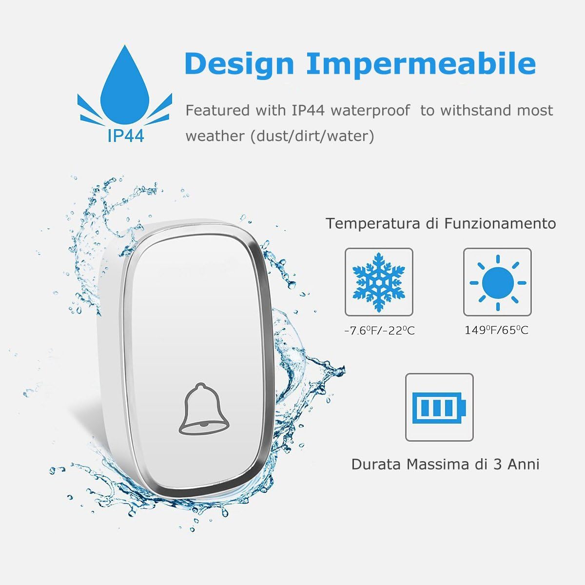 Thumbnail 4 de YYQ Campanello senza fili da esterno IP44 300 m 🔔