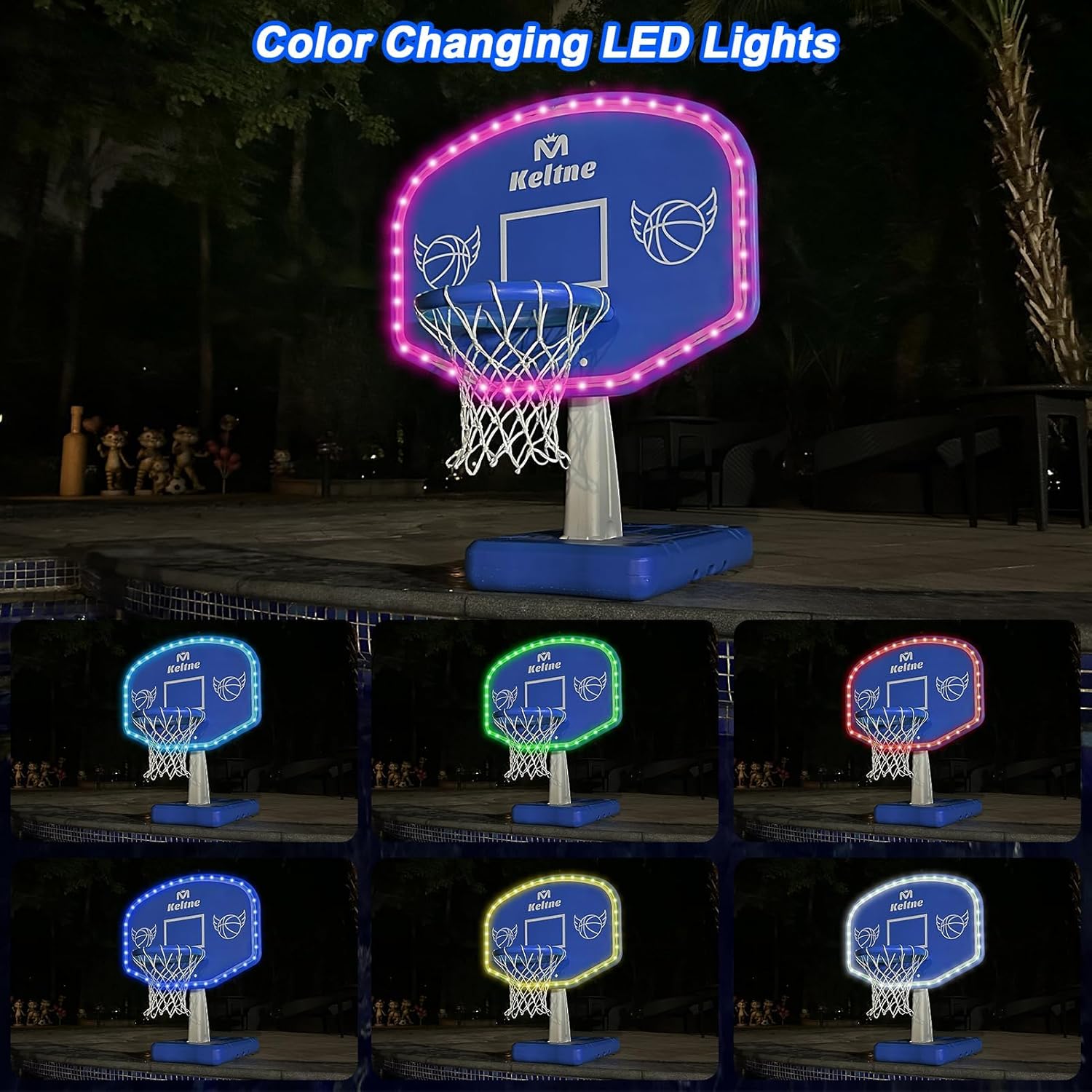 Thumbnail 4 de Dahivs LED Pool Basketball Hoop: Solar-Powered Night Play for Your Pool