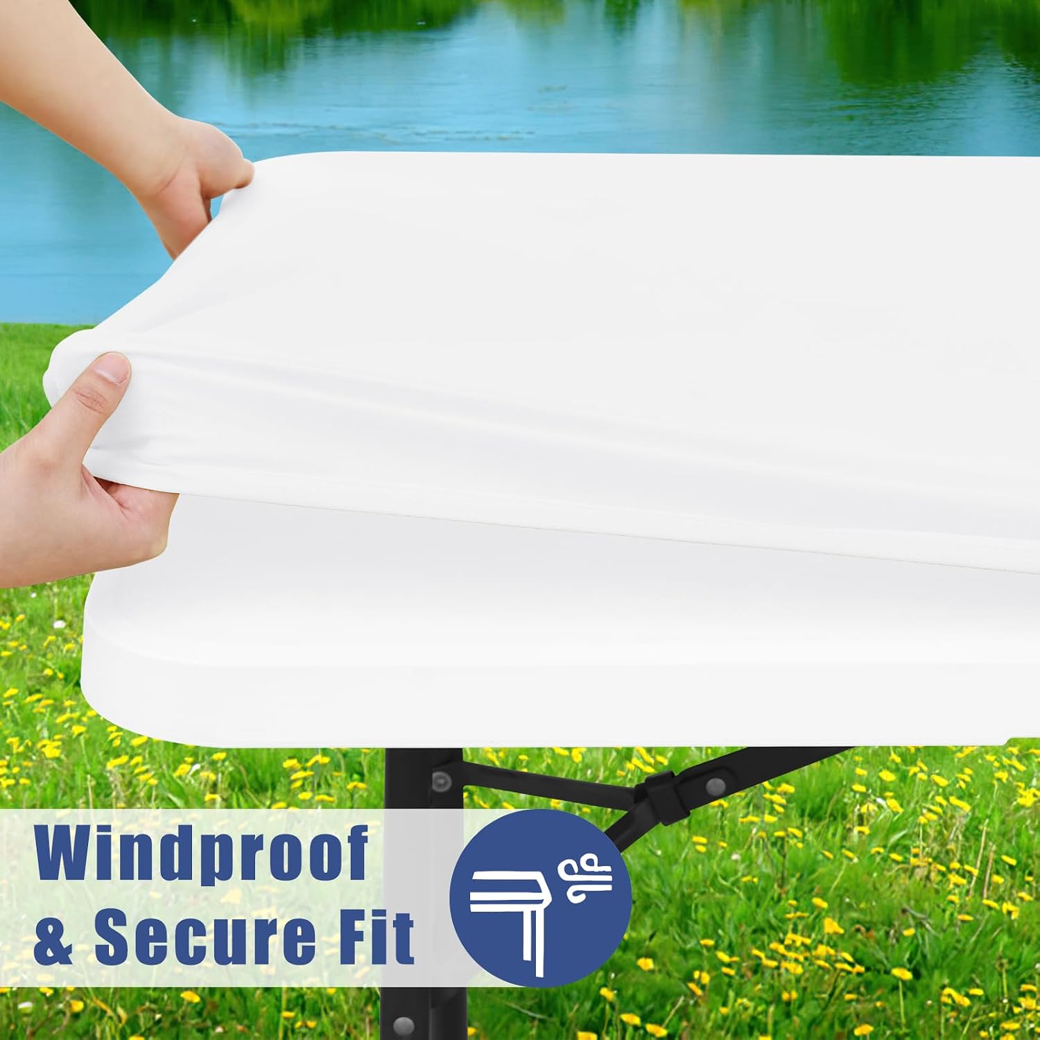 Thumbnail 2 de Moosfor Spandex 6 Foot Rectangle Table Cloth 2 Pack: Elastic Fitted, Waterproof & Reusable