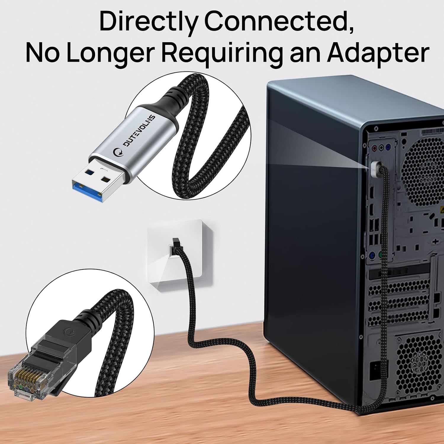 Detalle 2 de Dutevolns Câble USB vers Ethernet 3 m – 1 Gbit