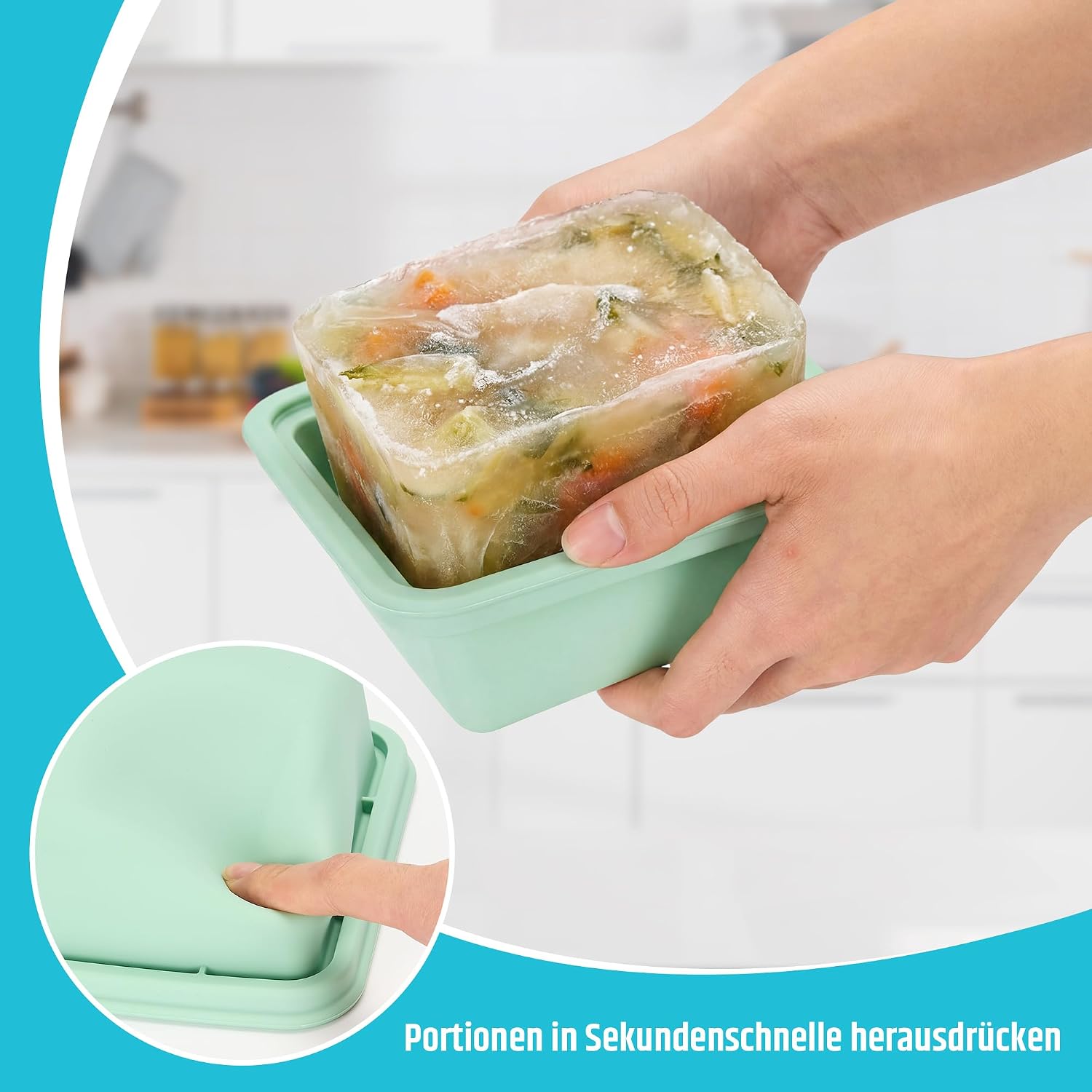 Detalle 2 de Defresit N1-HK400261-LINY-DE – silikonowe pojemniki do mrożenia 500 ml z podziałką