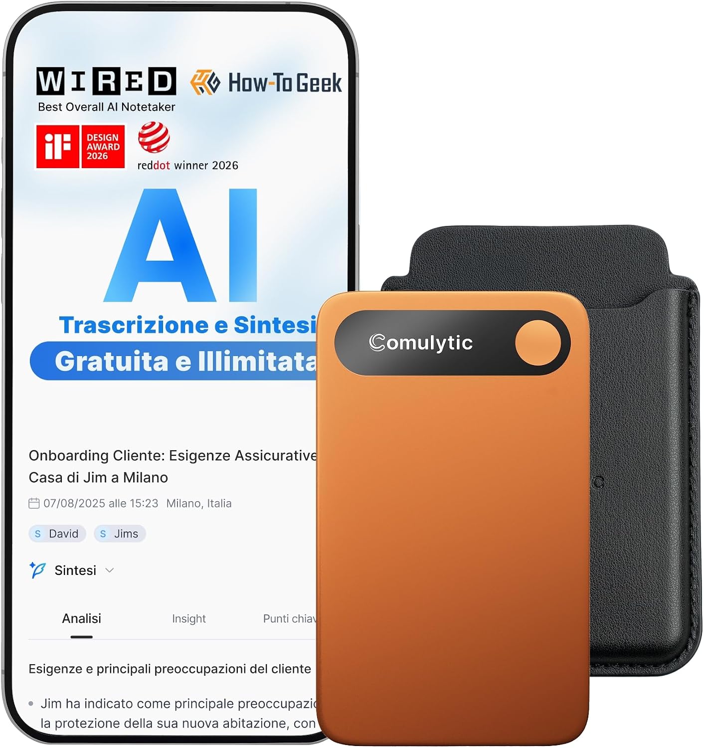 Comulytic Note Pro Registratore Vocale AI: trascrizioni illimitate, riassunti e controllo tramite app