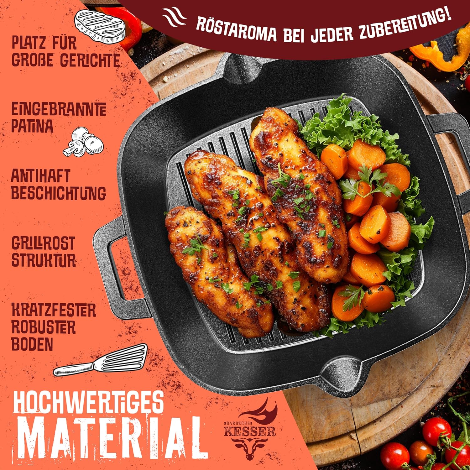 Detalle 2 de KESSER® Sartén de hierro fundido para inducción 30 cm