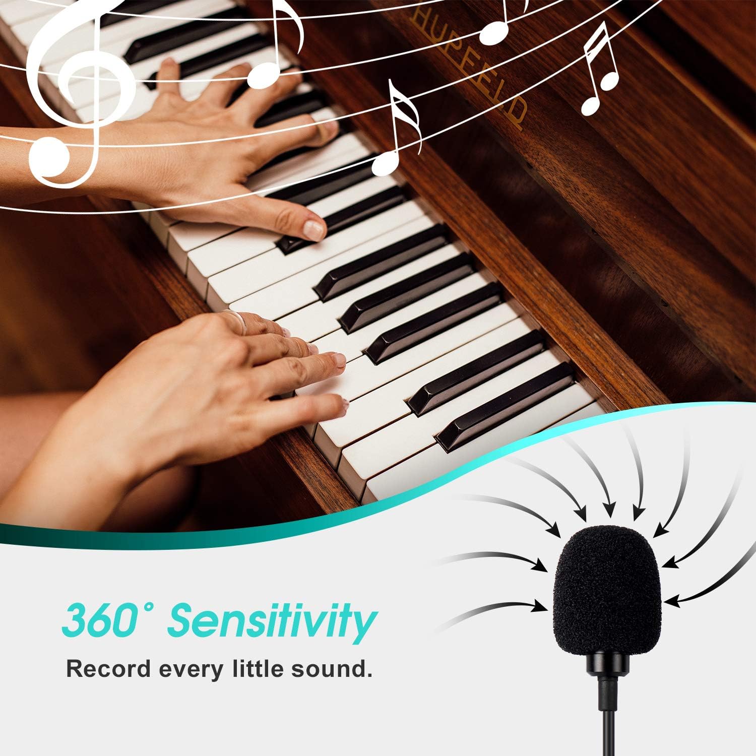 Thumbnail 3 de Daffodil MCP100B Lavalier-Mikrofon mit Clip – 3,5 mm Anschluss, omnidirektionales Kondensator Mikrofon für Handy, PC, DSLR