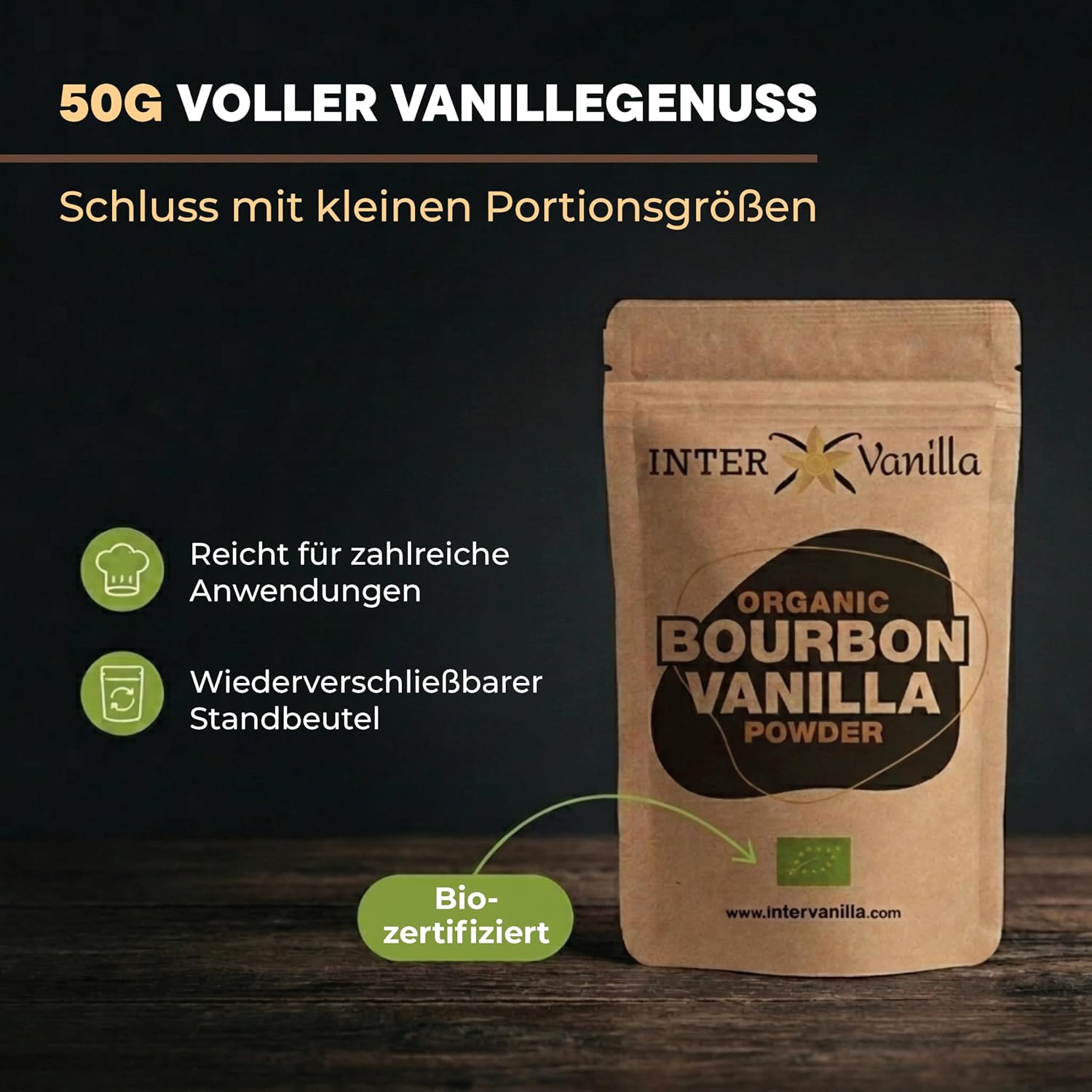 Detalle 2 de InterVanilla BIO Bourbon Vanillepulver 50g