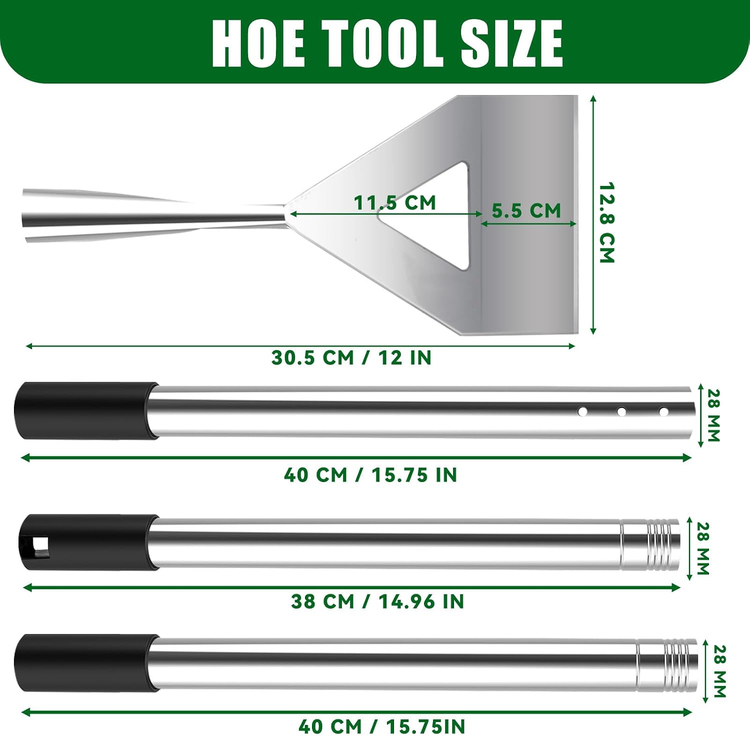 Detalle de Dutch Hoe 140cm Stainless Steel Garden Digging Tool – Long-Handled Weeding and Soil Digging Master