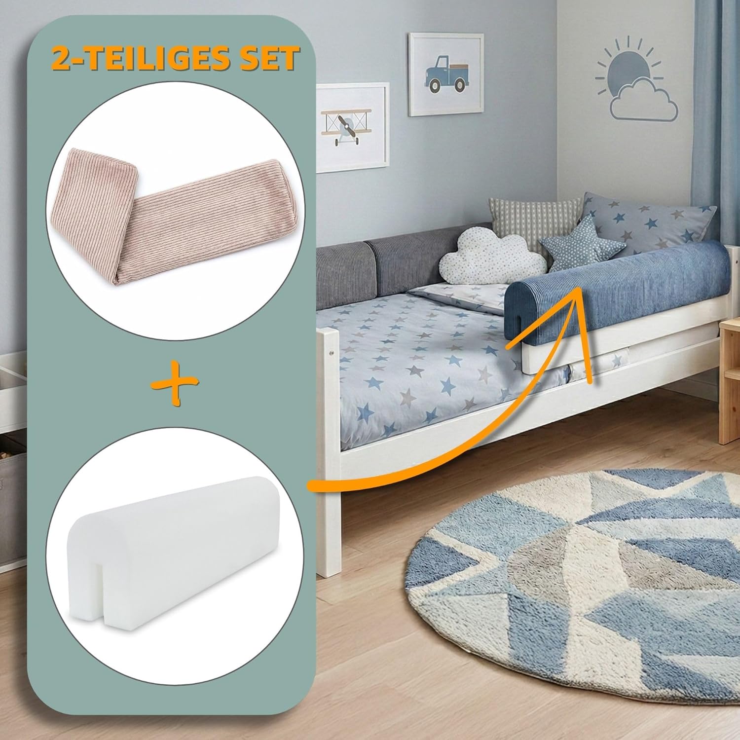 Thumbnail 3 de Totsy Baby Paracolpi lettino neonato antisoffoco 120 cm in velluto a coste beige