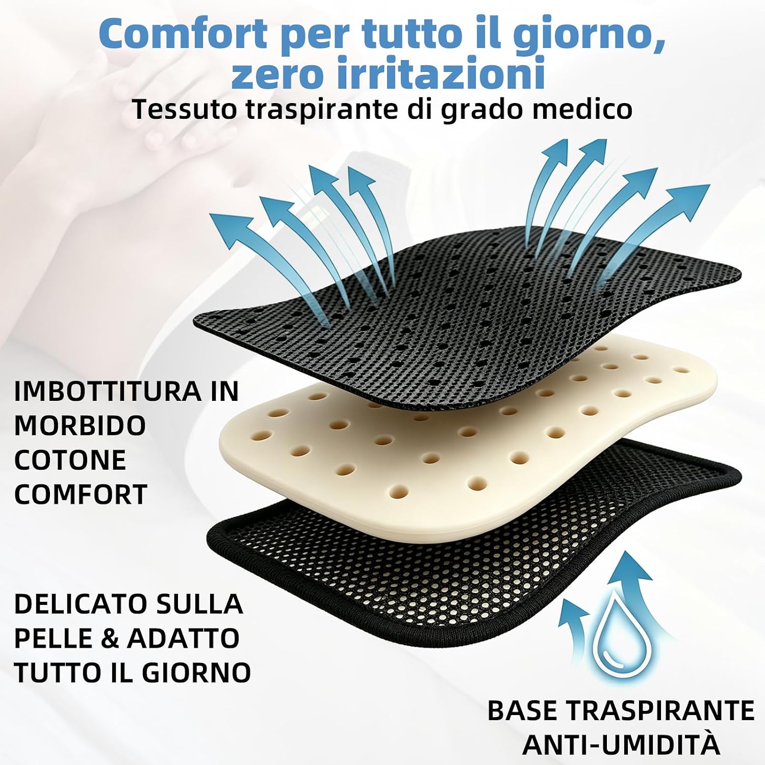 Detalle de Tenbon Cintura per ernia XL con cuscinetti rimovibili: supporto discreto e regolabile per uomo e donna