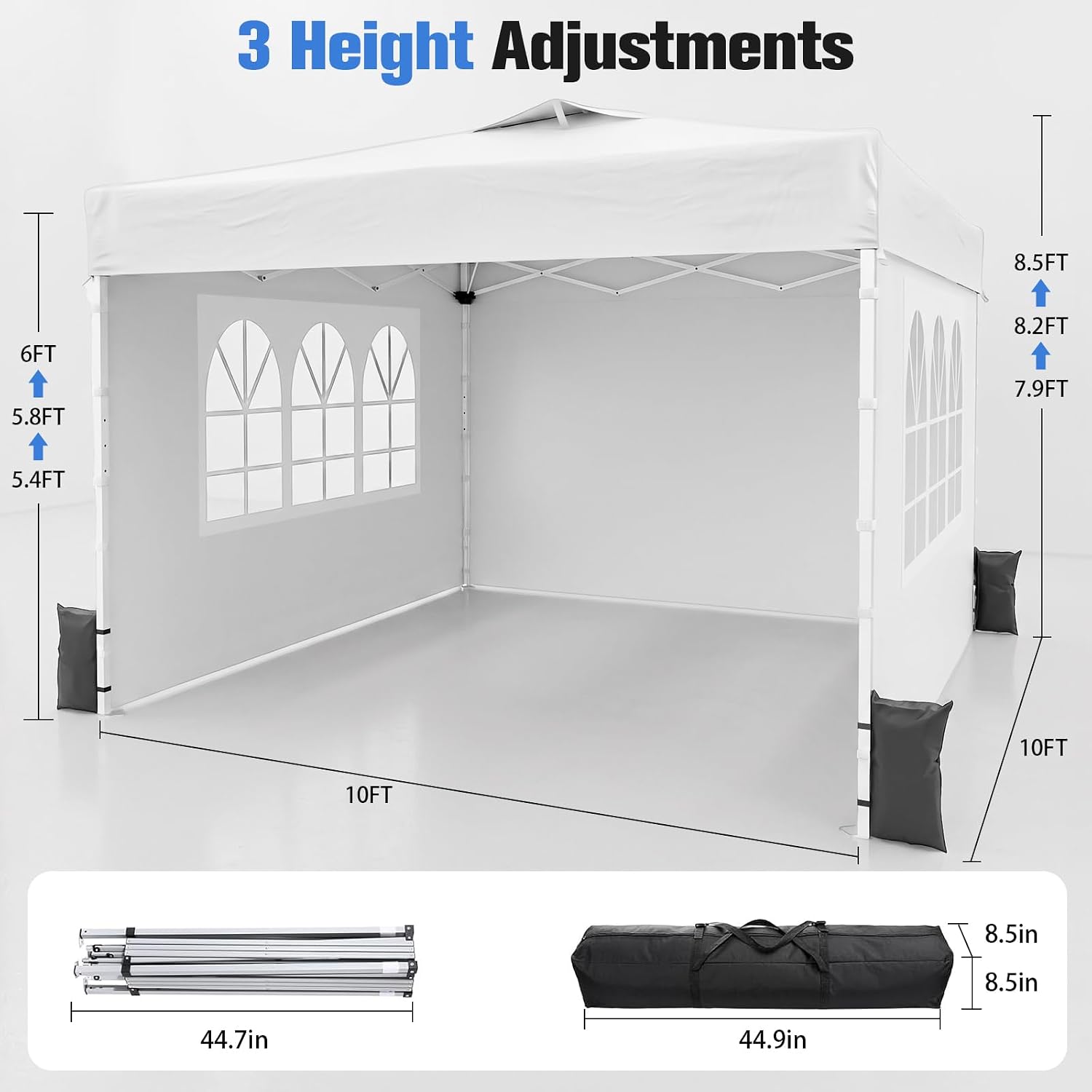 Detalle 2 de Arforbys 003 10x10 Pop-Up Canopy Tent, UPF 50+ Shade, Vented Roof