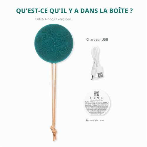 Detalle 2 de FOREO LUNA 4 body Evergreen – Brosse massante corps en silicone, exfoliante et nettoyante