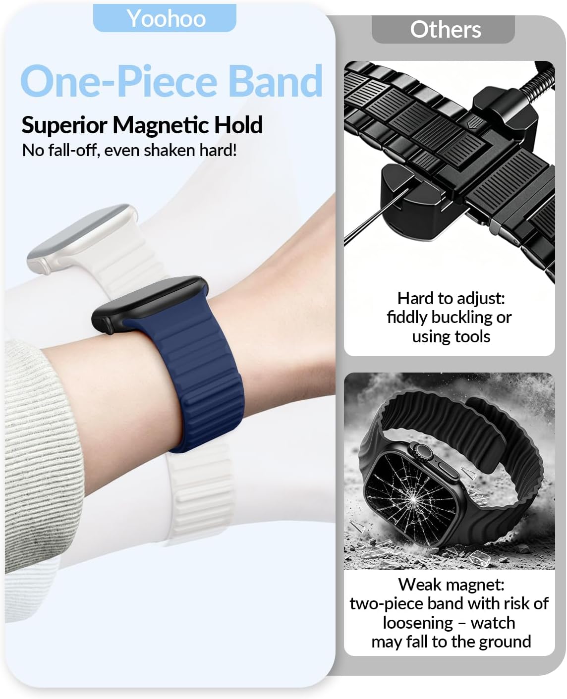 Detalle de Magnetic Silicone Sport Loop for Apple Watch (38–49mm): Lightweight, Waterproof Comfort