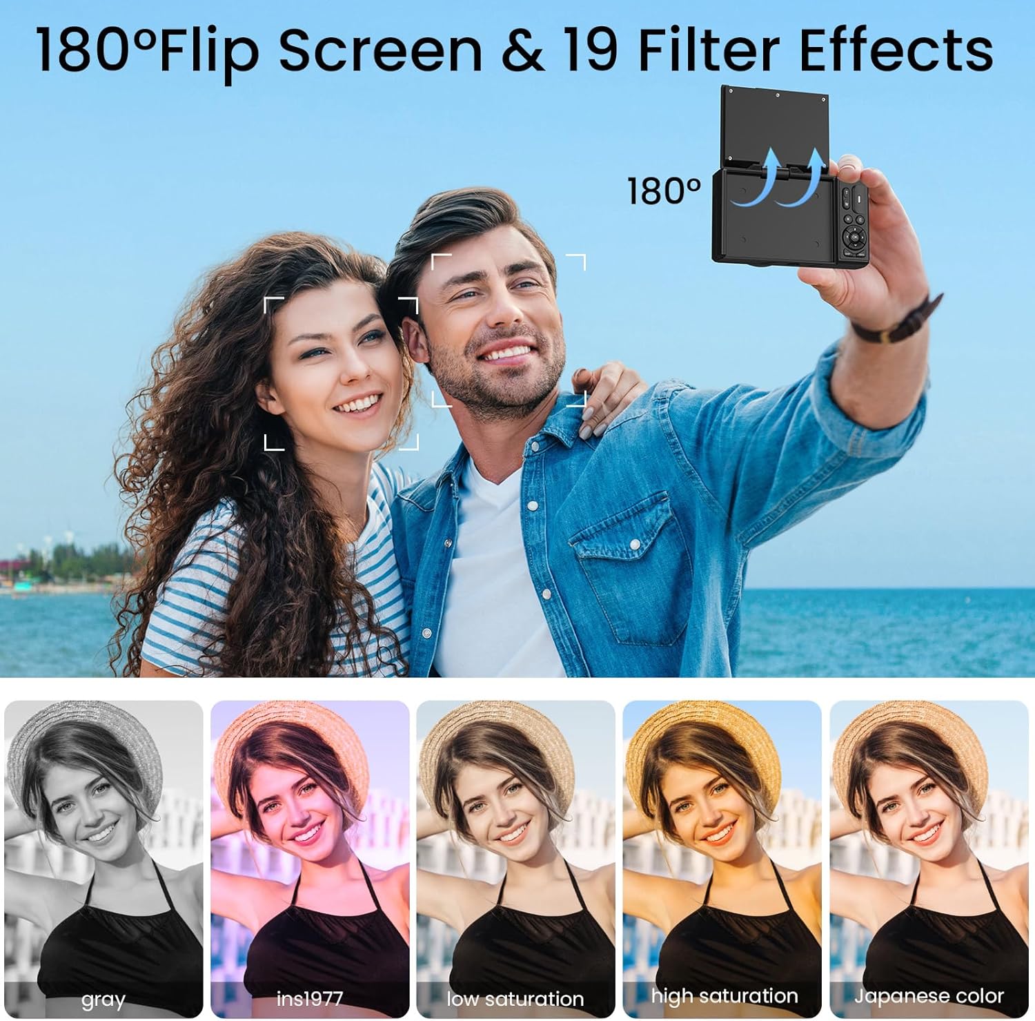 Thumbnail 2 de SOPPY 5K 75MP Digital Camera: Compact Child-Friendly Vlogging Camera with 18x Zoom and 64GB Card