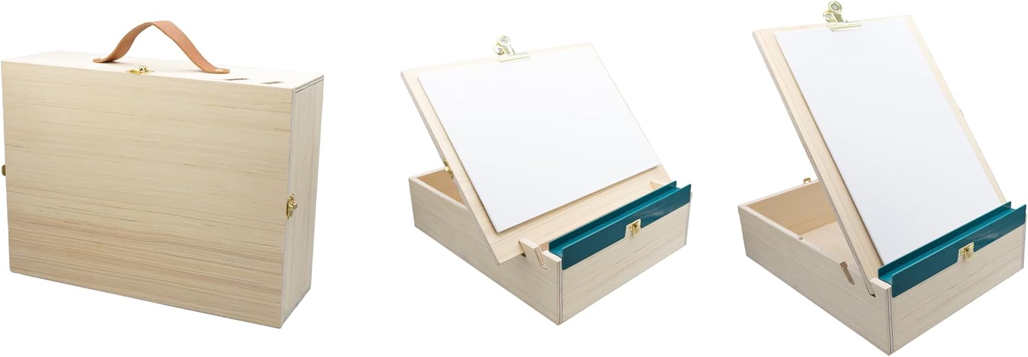 Detalle de Buki France Professional Studio Atelier Artiste Wooden Acrylic Painting Case with Easel