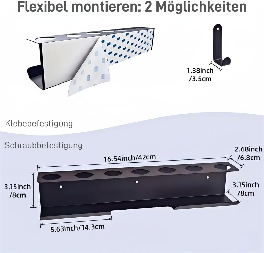 Thumbnail 5 de Bowyune Dyson Airwrap Halterung (Aluminium) – Wandhalter ohne Bohren, 7 Steckplätze für Airwrap-Zubehör, Schwarz