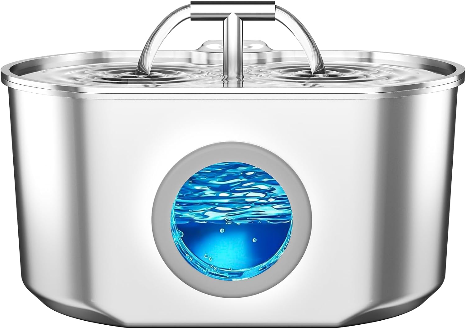 Detalle de Neareal Oval Duo Mini Stainless Steel Cat Water Fountain, 2.2 L, 5 V