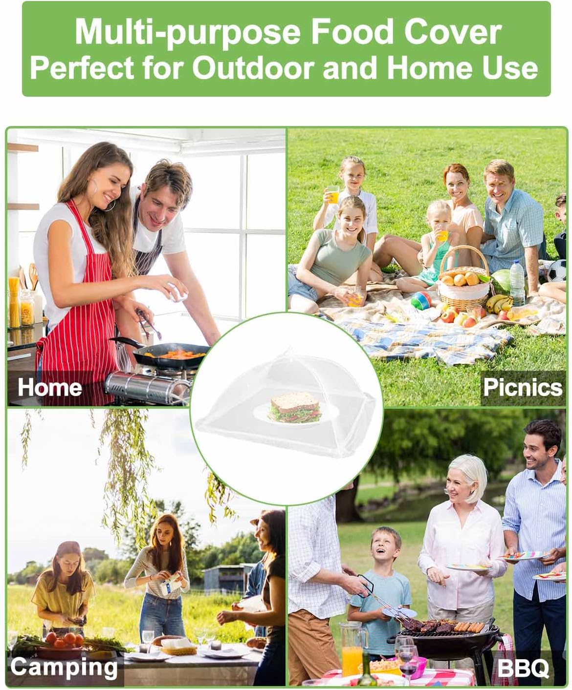 Thumbnail 6 de Lauon Large Food Cover 6-Pack Mesh Food Tent, 17x17 White Nylon Covers