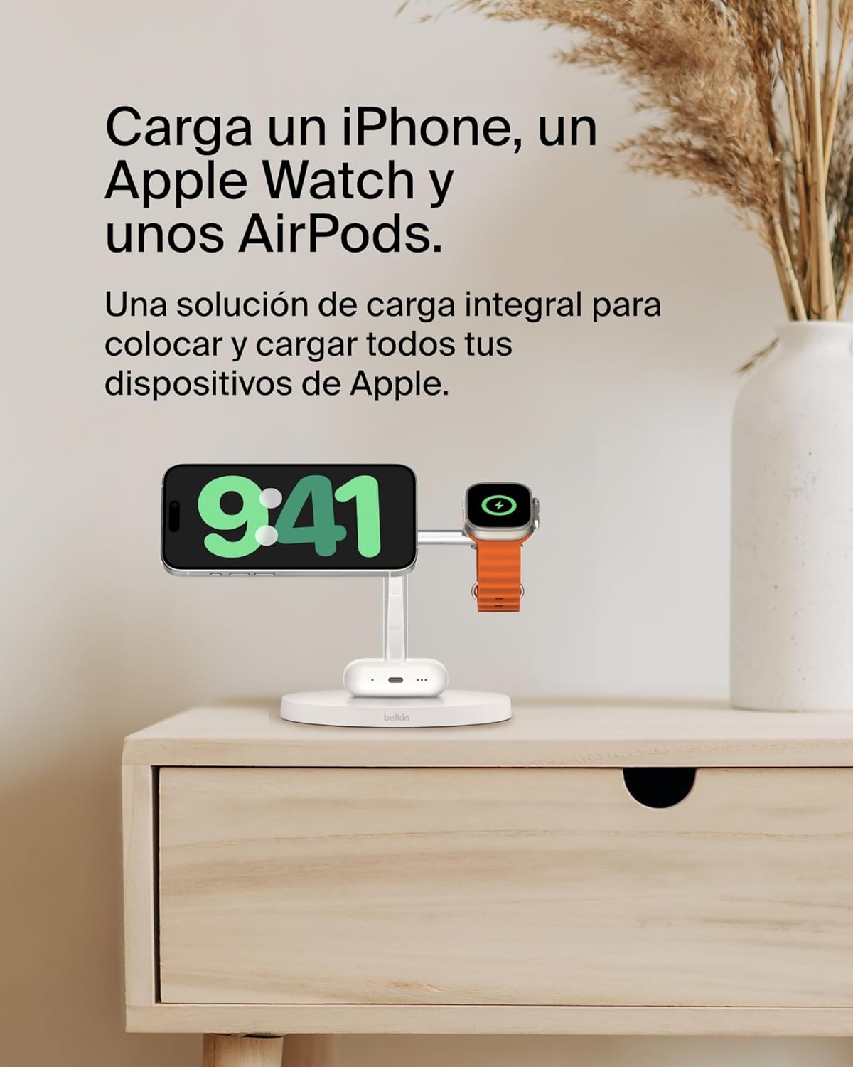 Thumbnail 1 de Belkin BoostCharge Cargador Qi2 3 en 1 con MagSafe