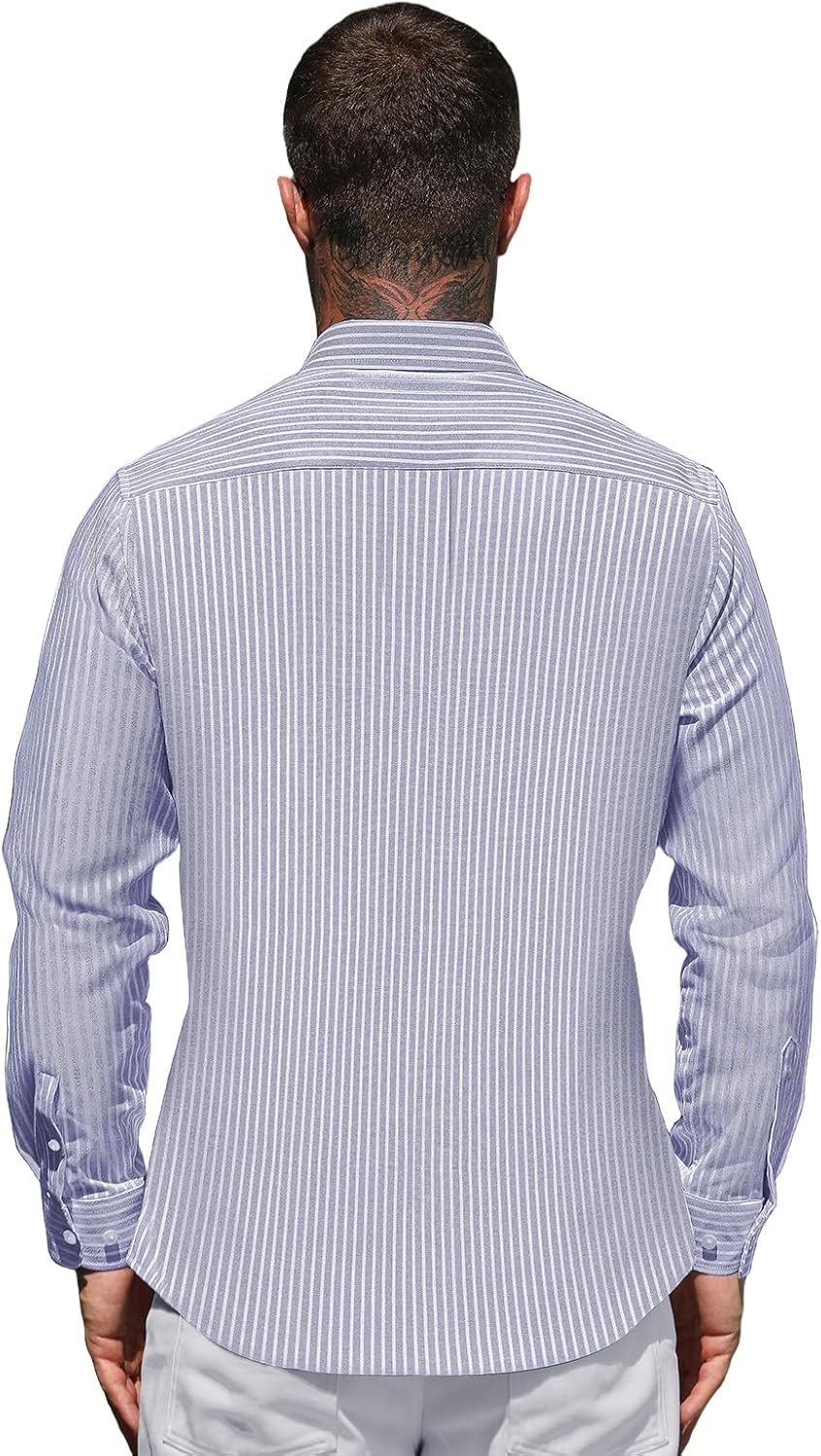 Thumbnail 4 de Mauro Kane men’s long-sleeve oxford shirt with pocket – 100% cotton non-iron striped button-down