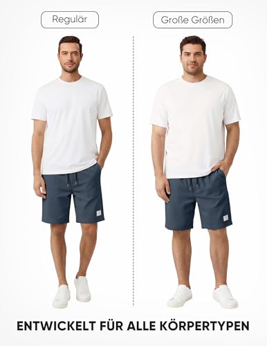 Detalle de JMIERR Kurze Hosen Herren Corduroy Shorts – elastischer Bund, Taschen, Blau (Größen S–3XL)