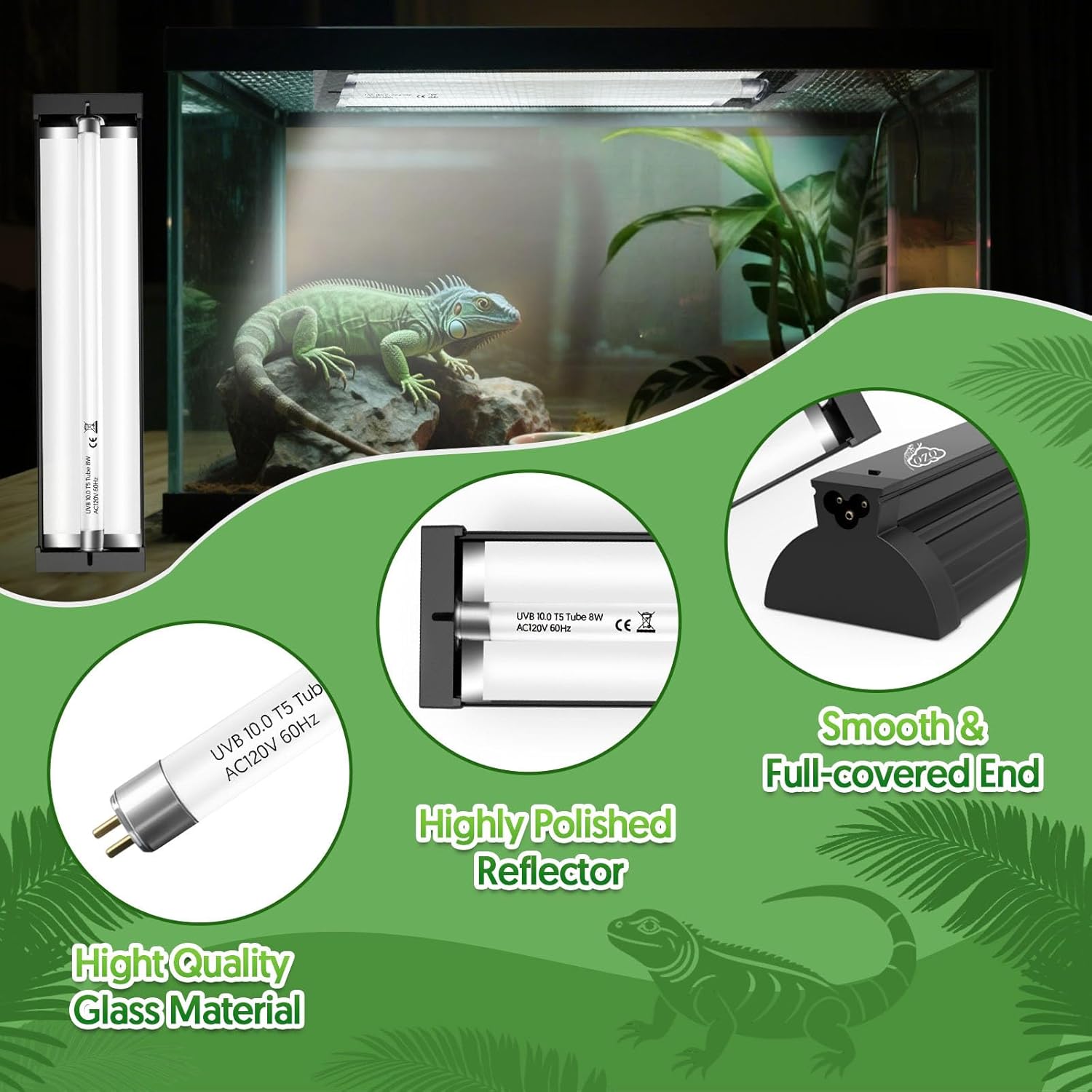 Thumbnail 4 de QZQ T5 UVB Reptile Light Fixture 8W 10.0 UVB